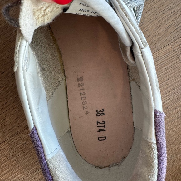 Golden Goose White Sneakers with Green Star and Purple Accent - Picture 10 of 12